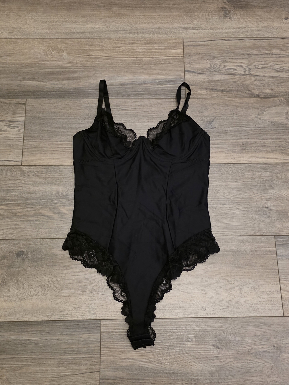 Black Lace Trim Bodysuit